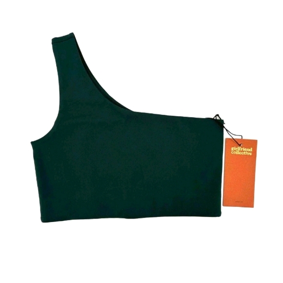 girlfriend collective Tops - girlfriend collective One-Shoulder Tank Top in Dark Green